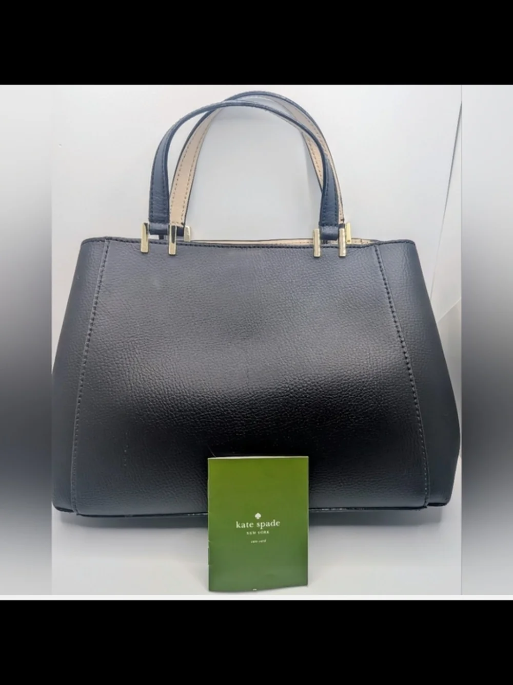 Kate Spade Black Leather Gold Side Studded Satchel with Side Strap